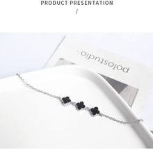 Load image into Gallery viewer, 925 Sterling Silver Shinning Bracelet For Women With Black Clover Shape