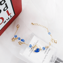 Load image into Gallery viewer, 925 Sterling Silver Shinning Bracelet Blue Tiny Waves Icon